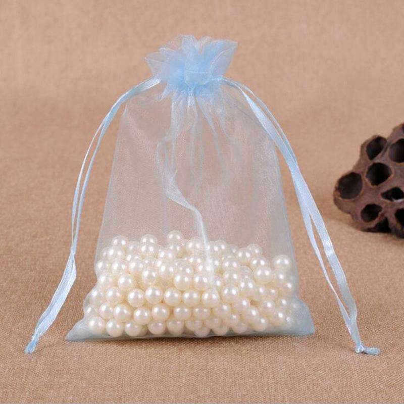 100 PCS Gift Bags Jewelry Organza Bag Wedding Birthday Party Drawable Pouches, Gift Bag Size:7X9c...