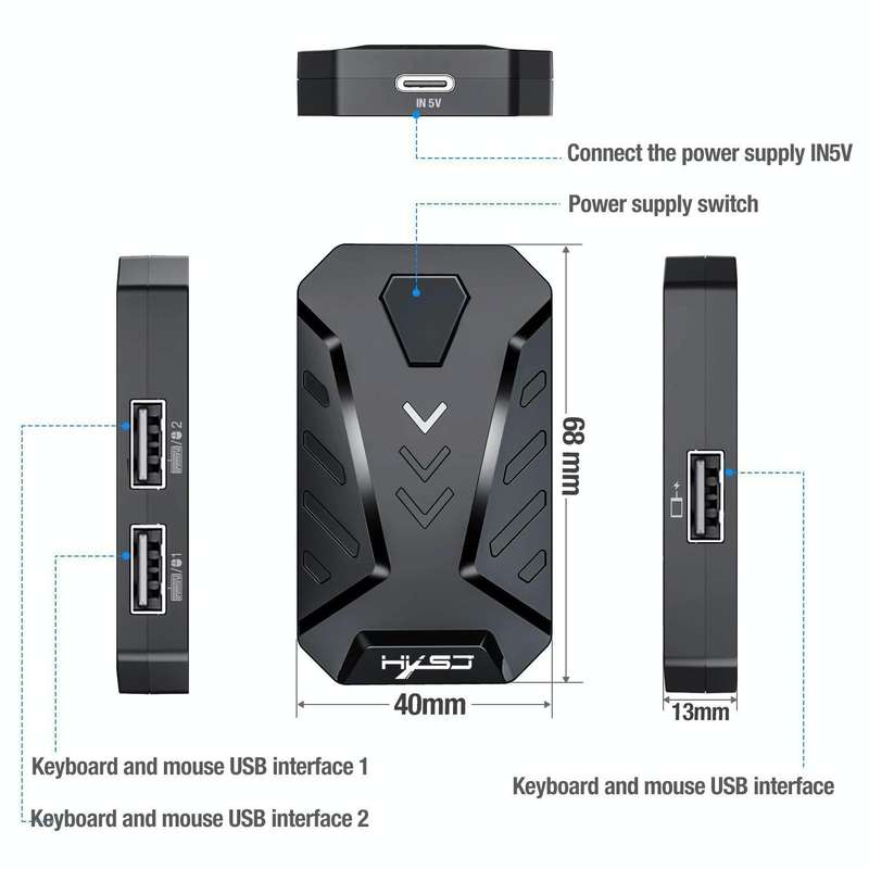 HXSJ P8 Mobile Phone Keyboard Mouse Converter for Android System(Black)