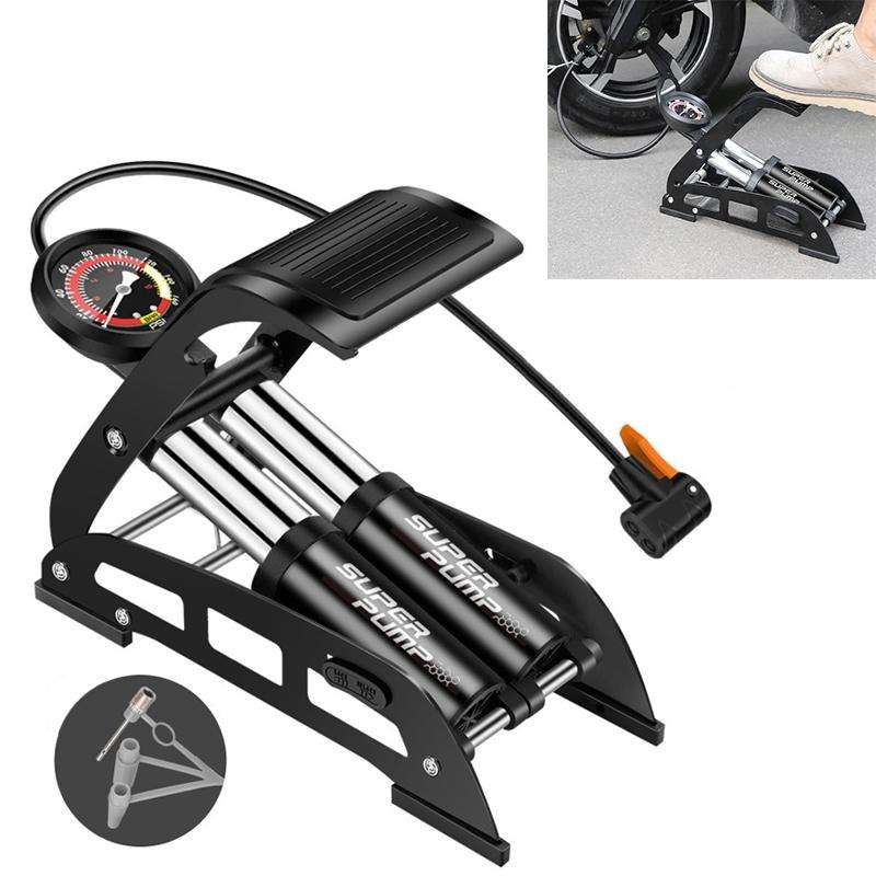 44B-01 Car / Motorcycle / Bicycle Portable High Pressure Double Pipe Inflatable Cylinder Pedal Ai...