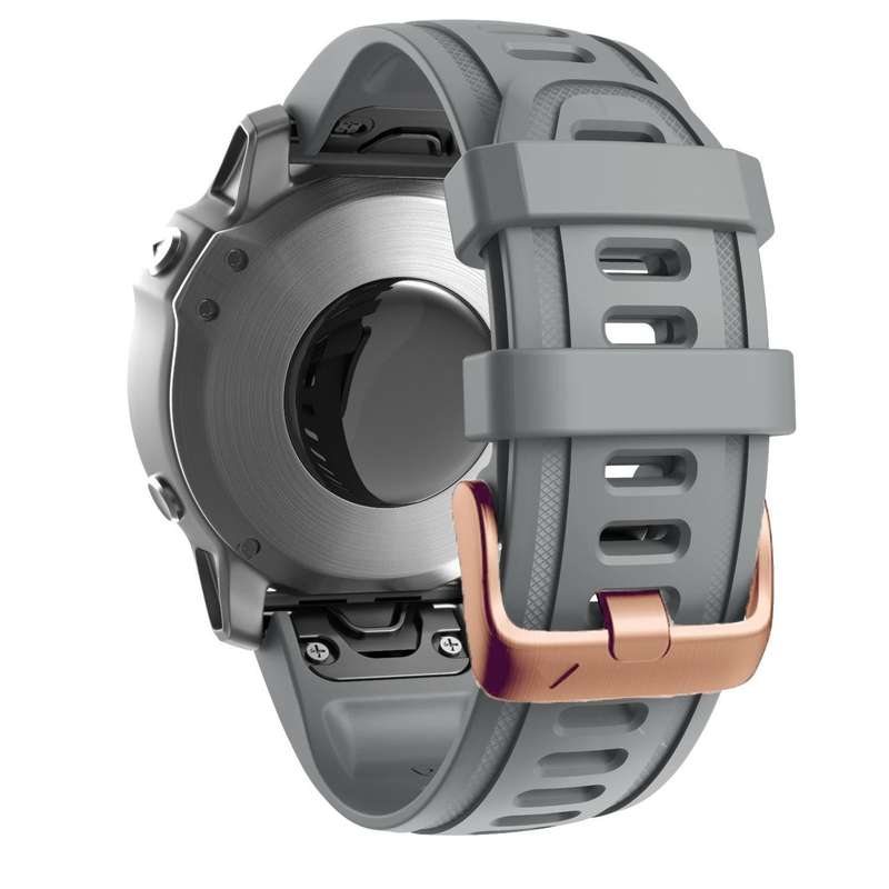 For Garmin Fenix 7S / 6S Pro / 5S Plus 20mm Rose Gold Buckle Silicone Watch Band(Grey)