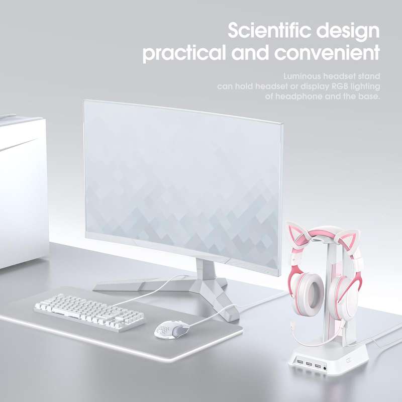 ONIKUMA ST-2 RGB Lighting Headset Holder Stand(White)