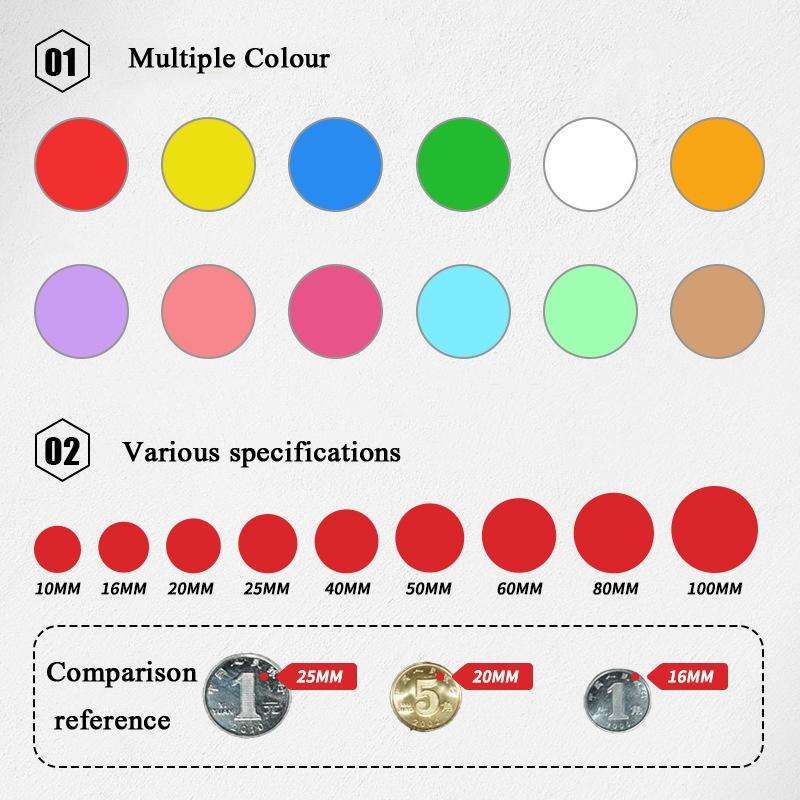 Color High-Viscosity Coated Paper Sticker Round Sticker,Random Color Delivery, Size: Diameter 15mm