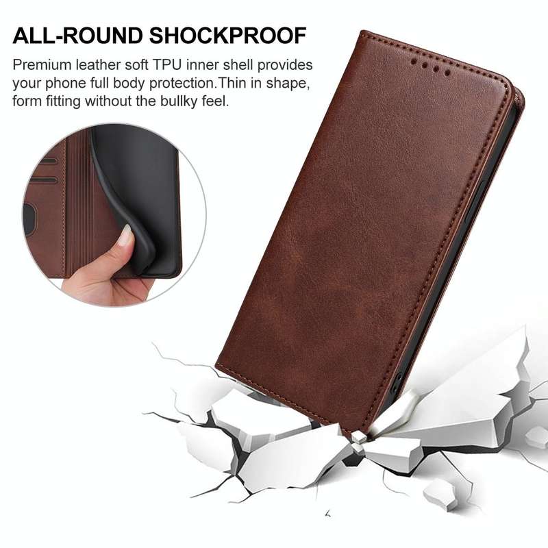For OPPO A74 5G Magnetic Closure Leather Phone Case(Brown)