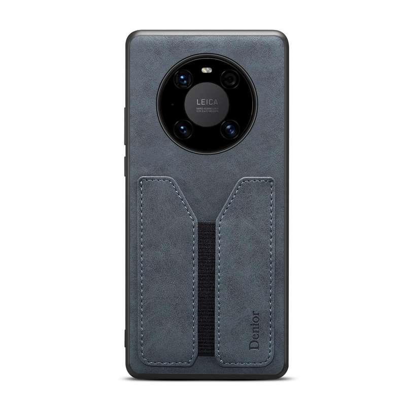 For Huawei Mate 50 Pro Denior DV Elastic Card PU Back Cover Phone Case(Grey)
