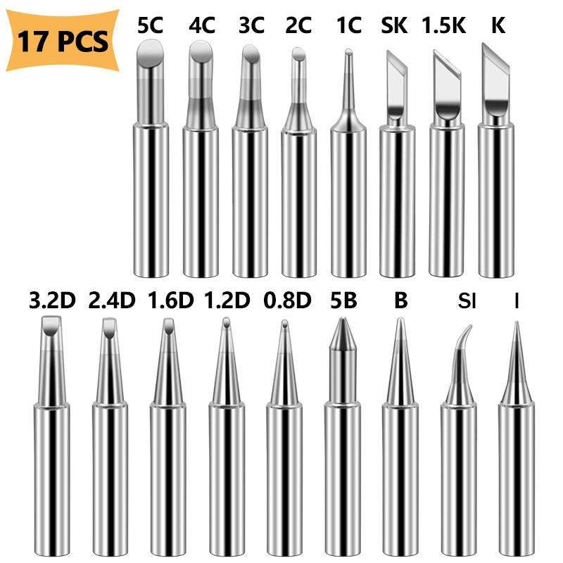 17 PCS / Set Soldering Tips 936 Soldering Station Pure Copper Soldering Iron Tips Lead-Free Solde...