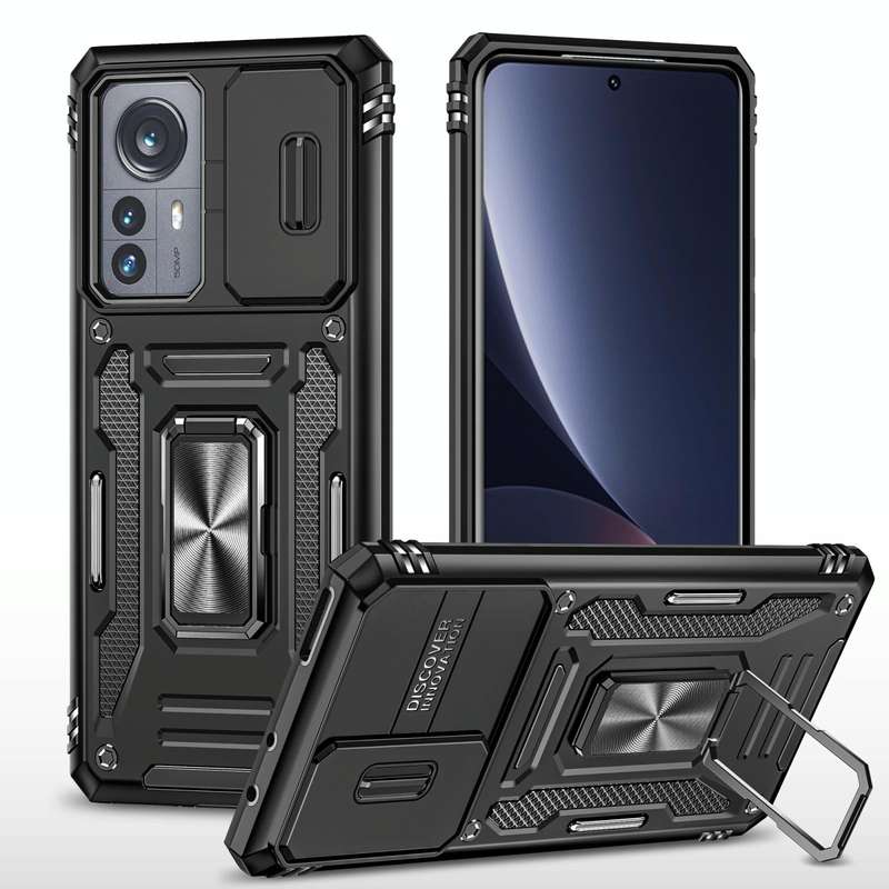 For Xiaomi 12 Pro Armor PC + TPU Camera Shield Phone Case(Black)