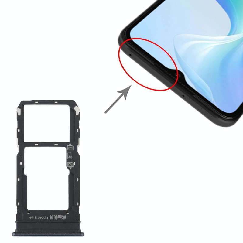 For vivo Y33S / Y33T SIM Card Tray + SIM / Micro SD Card Tray (Black)