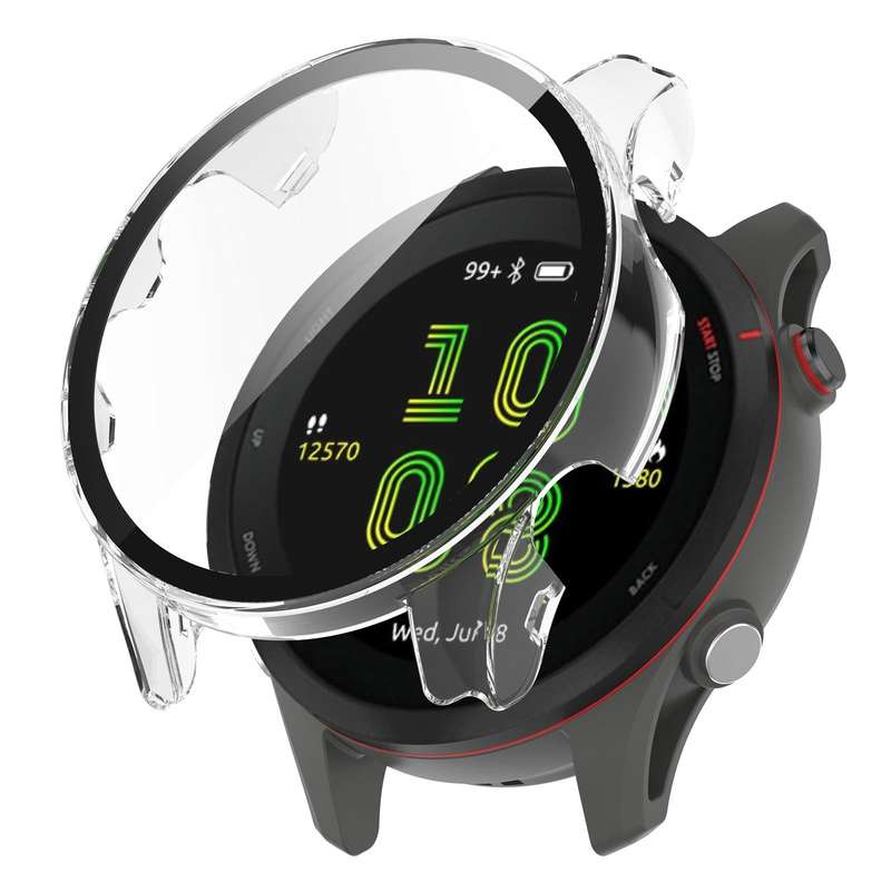 For Garmin Forerunner 255S PC Tempered Film Full Body Watch Case(Transparent White)
