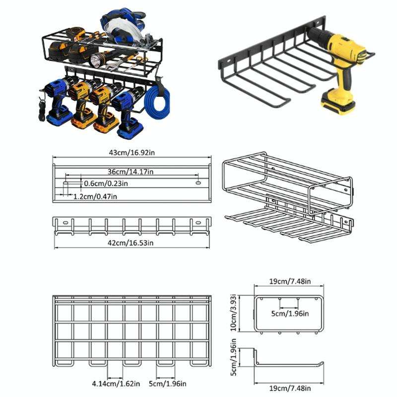 Wall Mounted Handheld Drill Tool Storage Rack, Specification: Complete set