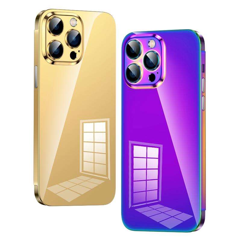 For iPhone 13 Pro Max Colorful Stainless Steel Phone Case(Gold)