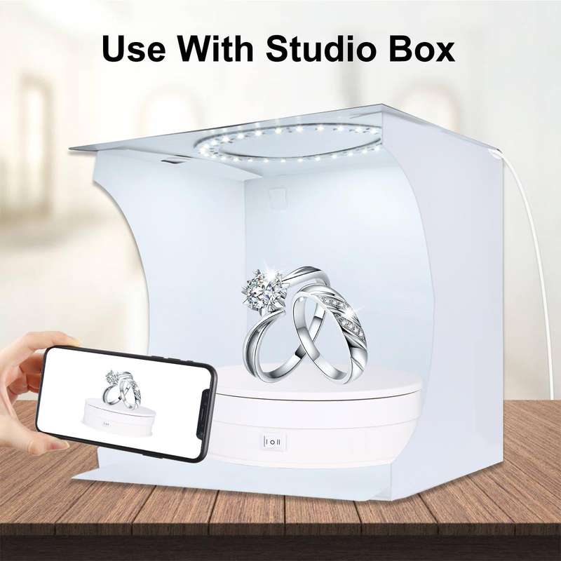 PULUZ 15cm Adjusting Speed Rotating Turntable Display Stand, Load: 3kg(White)