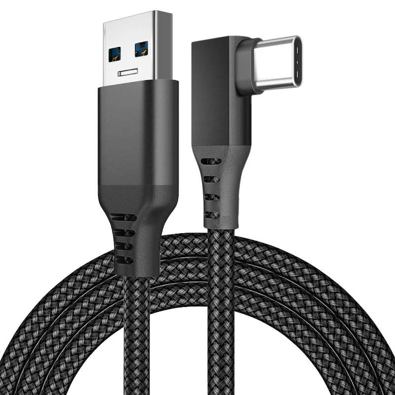 5m USB to USB-C / Type-C Elbow 5Gbps USB3.1 Gen2 Fast Charging Data-sync Cable(Black)