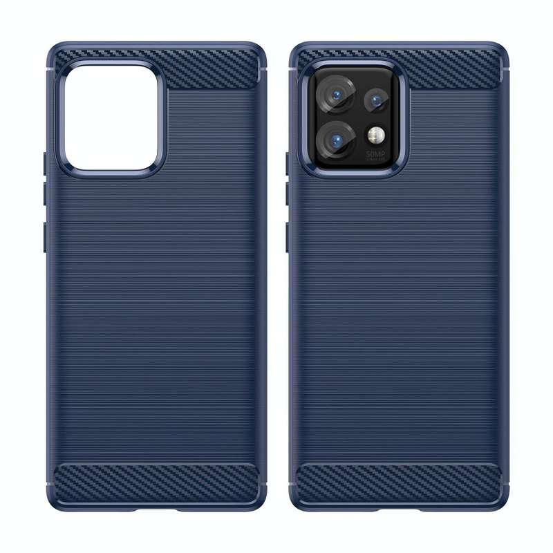 For Motorola Moto Edge+ 2023 Brushed Texture Carbon Fiber TPU Phone Case(Blue)