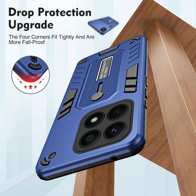 For Honor X8a 2023 Variety Brave Armor Finger Loop Holder Phone Case(Blue)