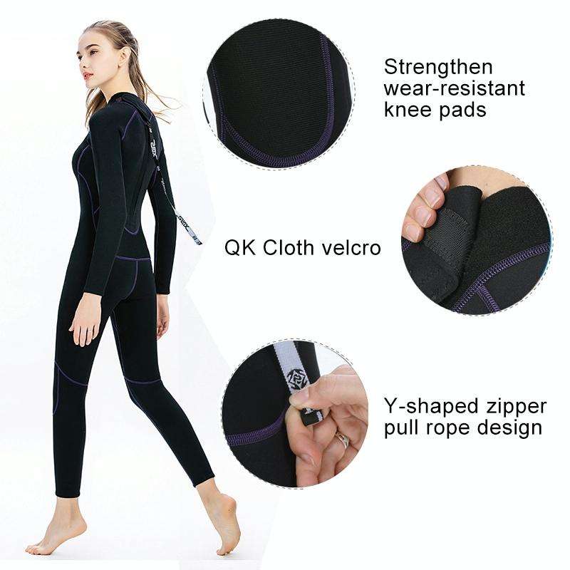 SLINX 1714 3mm Neoprene Super Elastic Warm Long-sleeved Full Body One-piece Wetsuit for Women, Si...