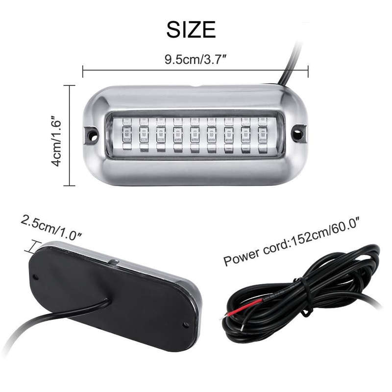 2 PCS MK-027 Ship / Yacht 10-30V 27LEDs Waterproof Stainless Steel Underwater Light(Blue Light)
