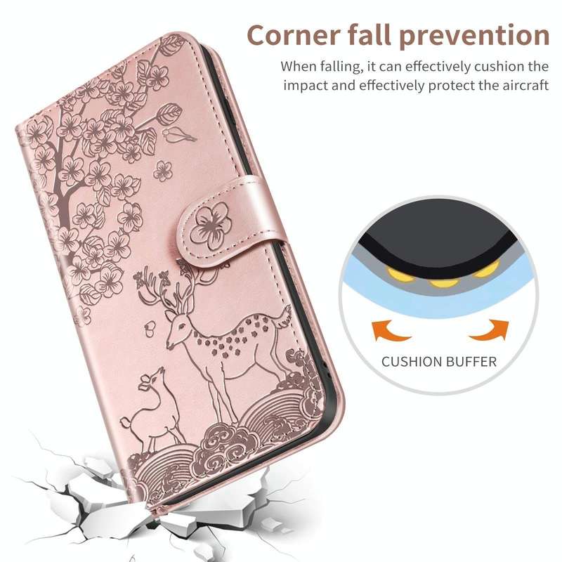 For Google Pixel 4a Sika Deer Embossing Pattern Horizontal Flip PU Leather Case with Holder & Car...