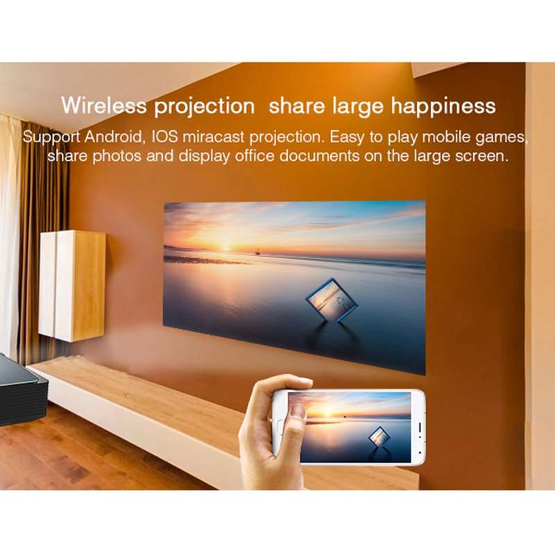 YG670 1920x1080 3000 Lumens Portable Home Theater LED HD Digital Projector, Android Version(Black)