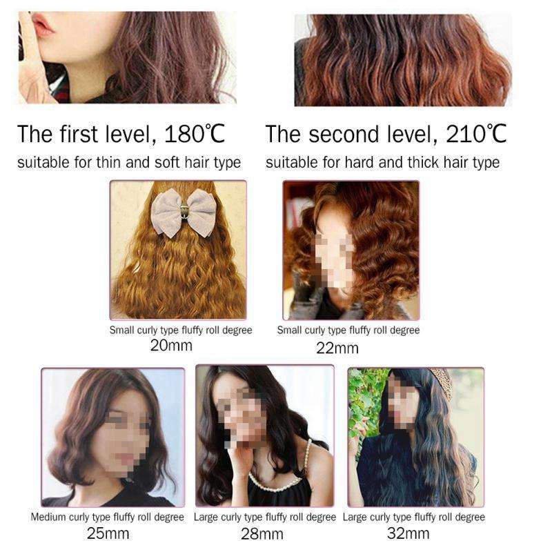 20-32m Automatic Ceramic Perm Splint Hair Curler 3 Barrels Big Wave Hair Curling Iron Tools, Size...