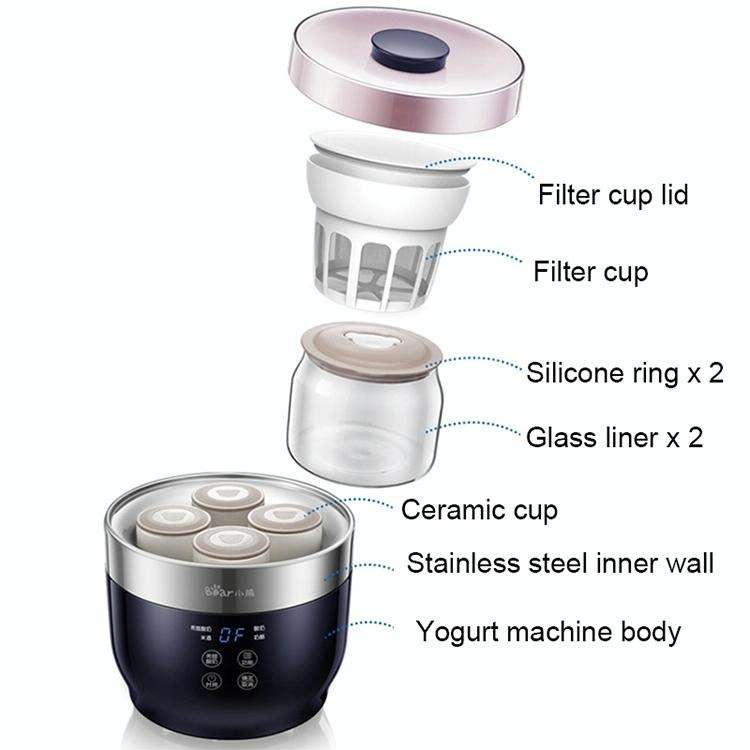 Bear SNJ-C10T1 Fully Automatic Ceramic Yogurt Cup Rice Wine Cheese Machine Yogurt Machine, Glass ...