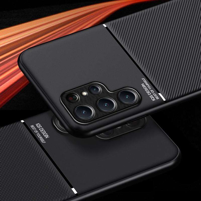 For Samsung Galaxy S24 5G Classic Tilt Strip Grain Magnetic Shockproof PC + TPU Phone Case(Red)