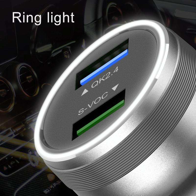 Dual USB 66W Car Flash Charger for OPPO / Huawei (Silver)