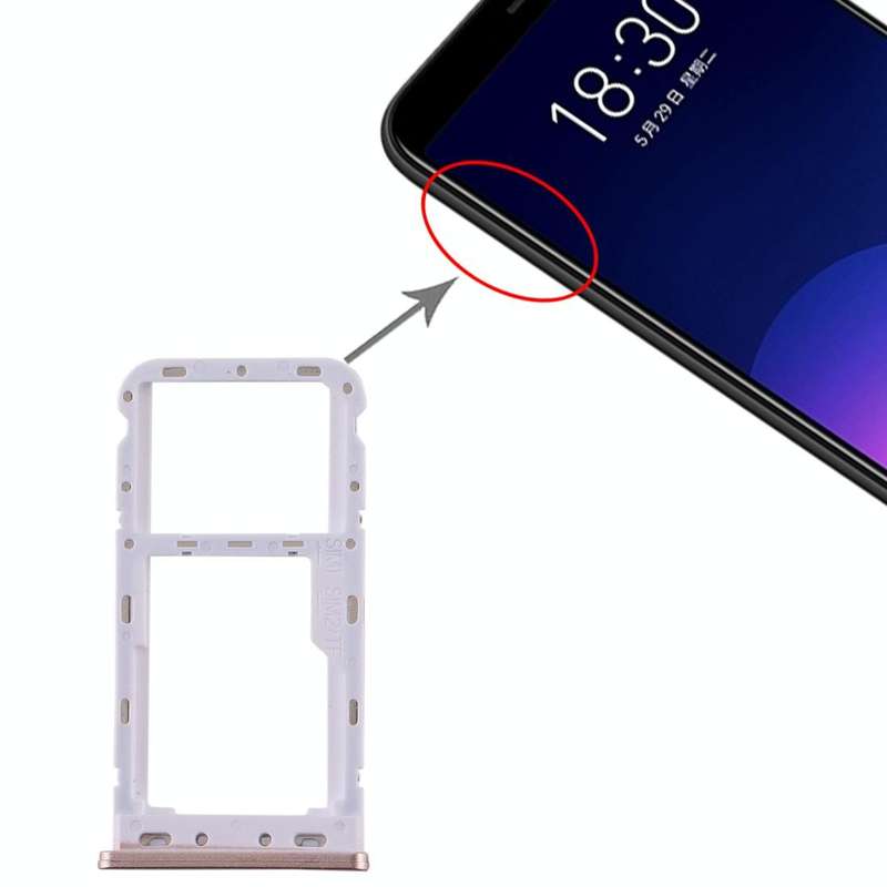 For Meizu M6T SIM Card Tray + SIM / Micro SD Card Tray (Pink)
