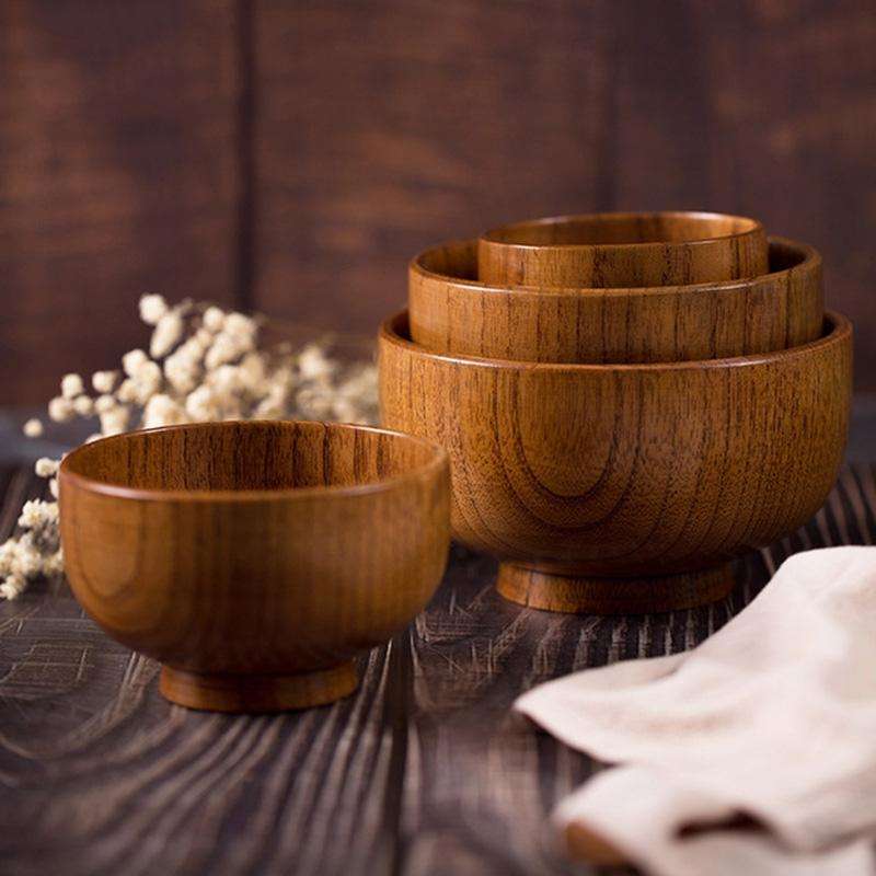Adult Children Jujube Solid Wood Bowl Soup Noodle Bowl Household Tableware, Size:Diameter 9.5 cm