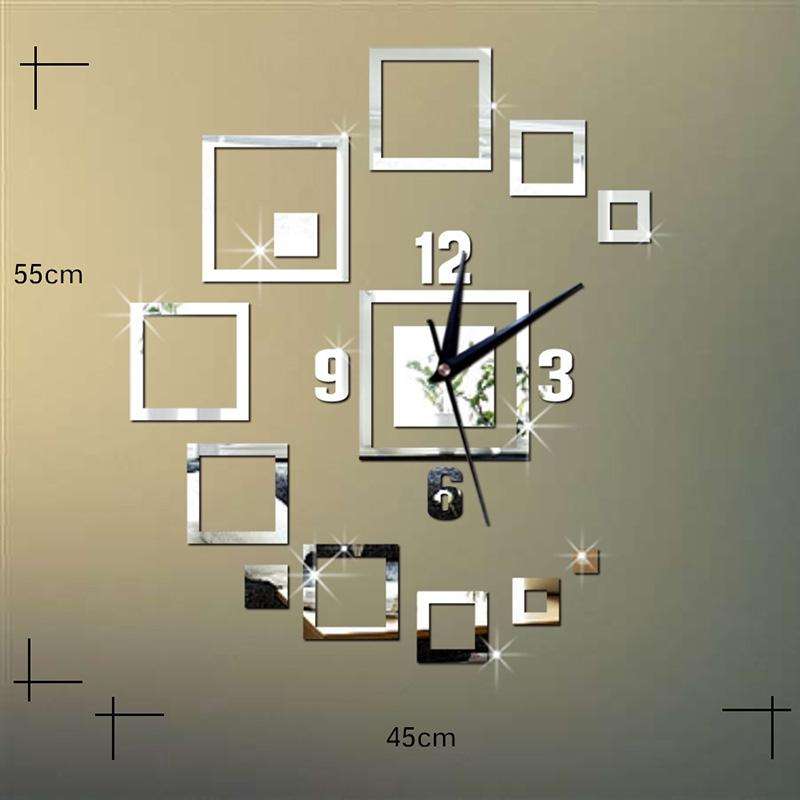 Wall Clocks Mirror 3D Stereo Acrylic Living Room Bedroom Decoration Wall Clock Fashion DIY Creati...