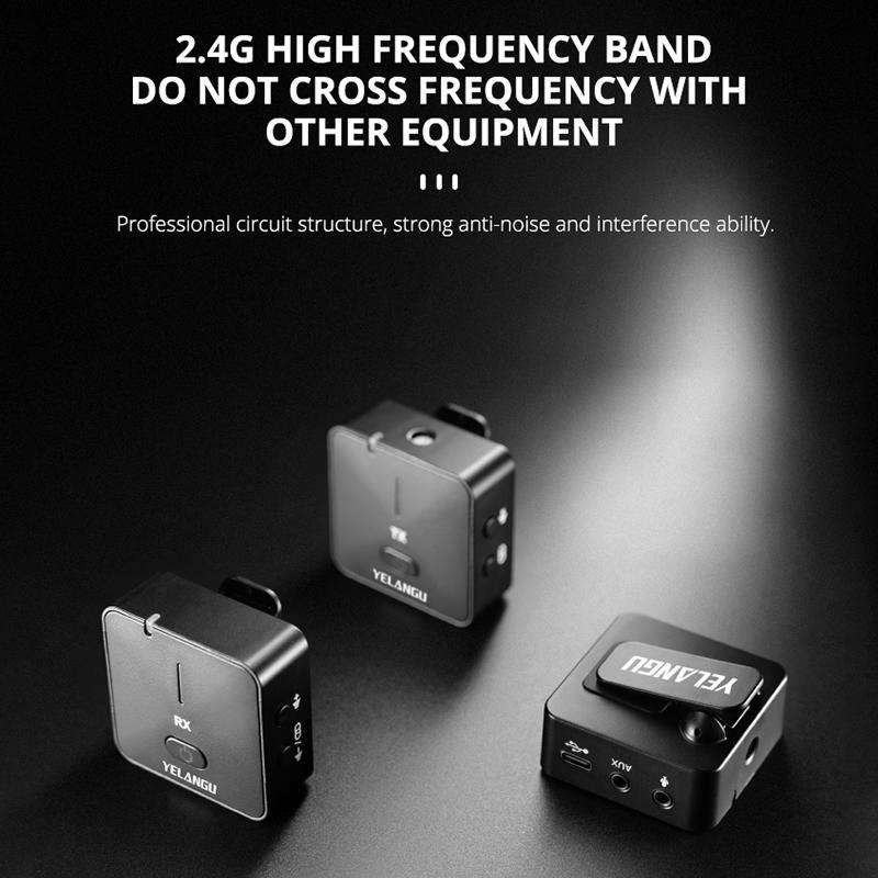 YELANGU MX5S Dual-Channel 2.4GHz Wireless Microphone System with 2 Transmitters and Receiver (Black)