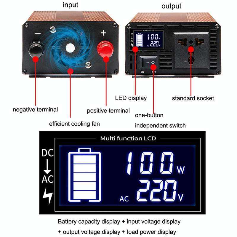 XINBOKE Universal Positive Wave Car Inverter Home Solar Inverter 48V/60V 1500W To 220V 700W