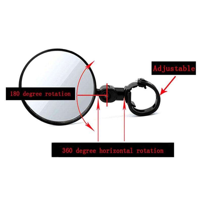 Universal 360 Rotate Adjustable Bicycle Rearview Handlebar Wide-angle Convex Mirror Cycling Rear ...