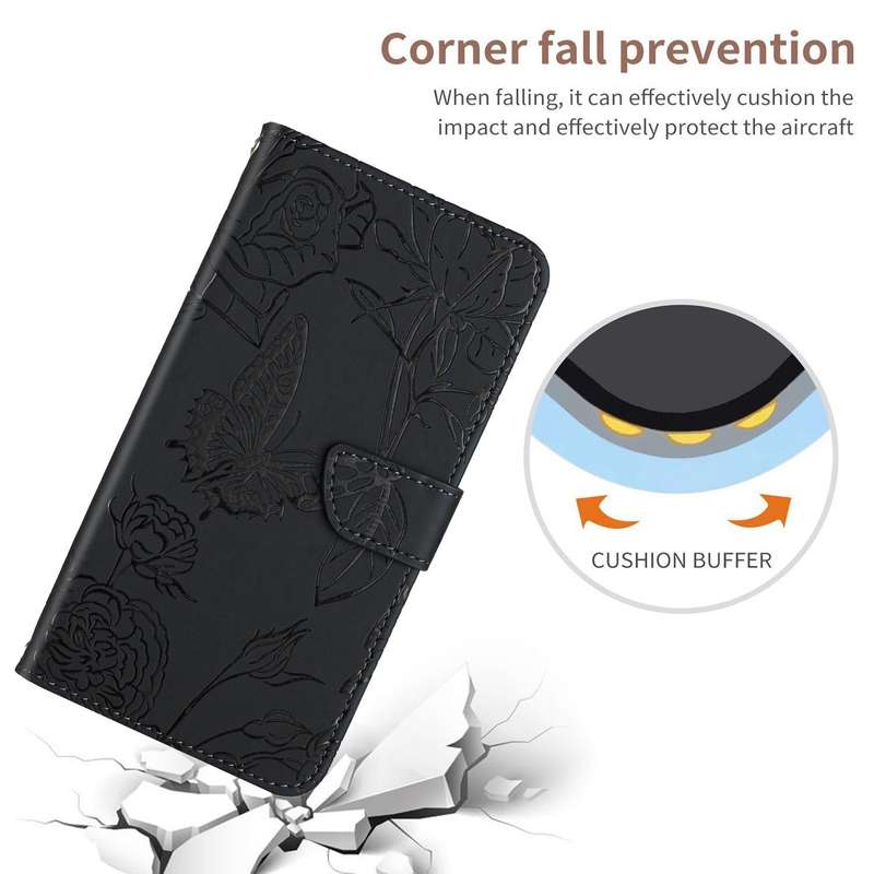 For Honor Magic4 Lite 5G Skin Feel Butterfly Peony Embossed Leather Phone Case(Black)