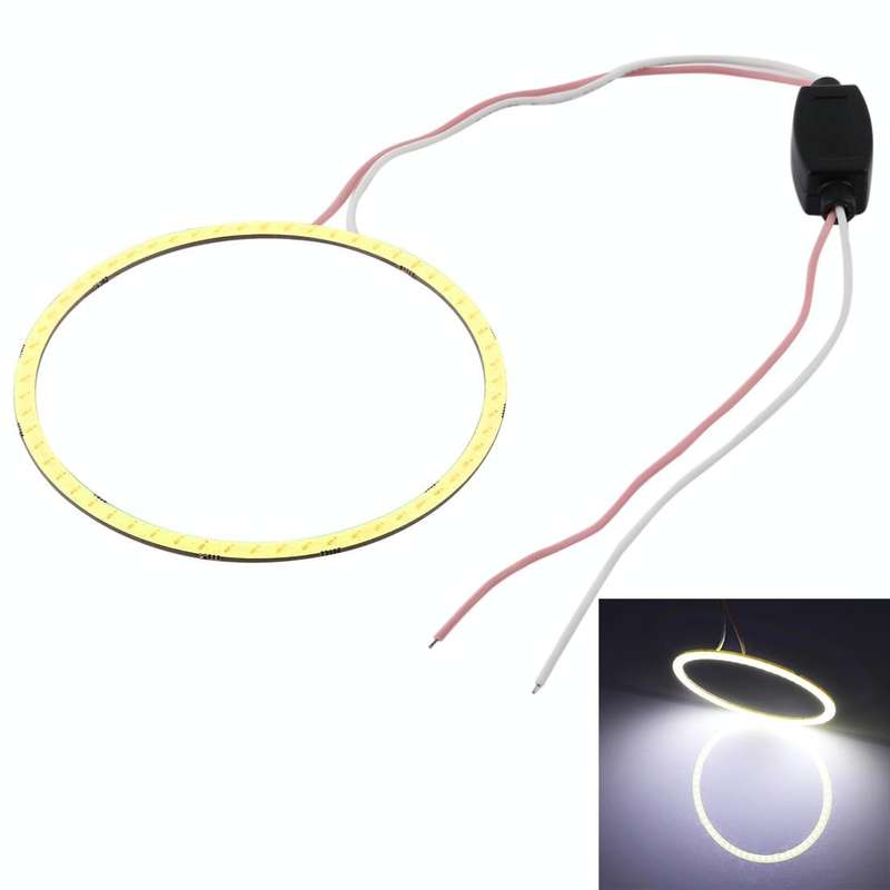 90mm 5W 180LM Angel Eyes Circles Car Headlight White Light COB LED Lights for Vehicles, DC 12-24V