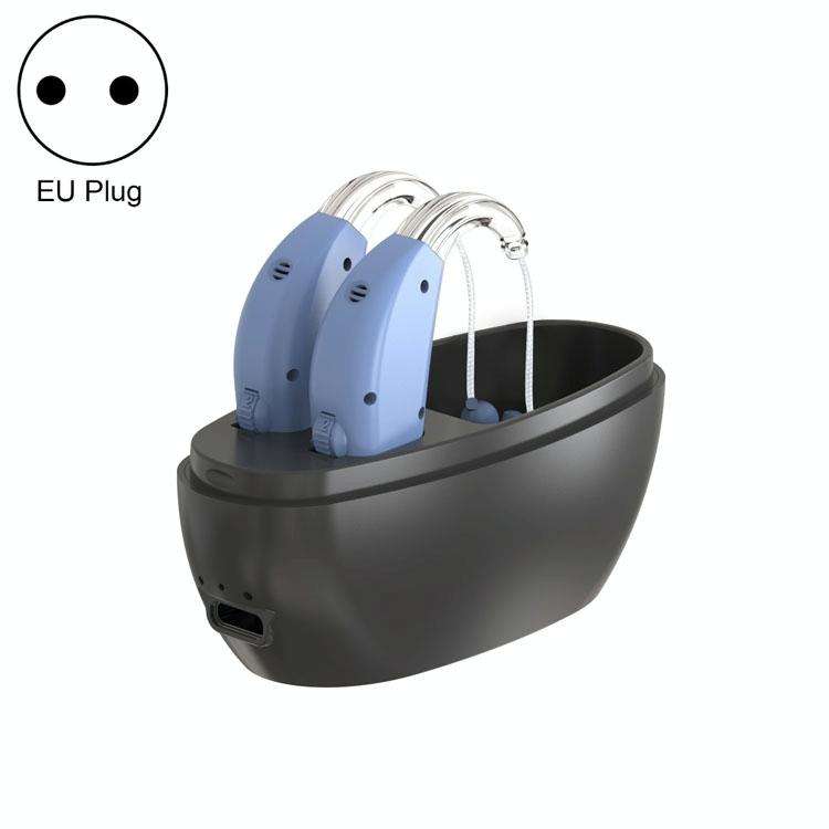 Elderly Use Can Charge Sound Amplifier Hearing Aid, Specification: EU Plug(Blue Double Machine+Bl...