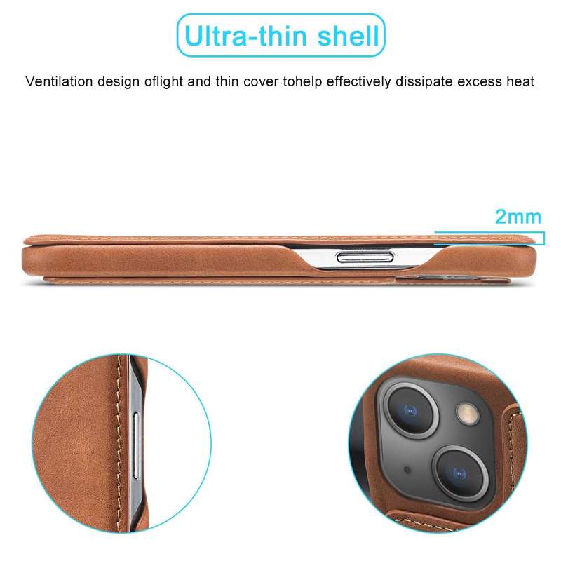 LC.IMEEKE Hon Ancient Series Flip Leather Phone Case For iPhone 15(Brown)