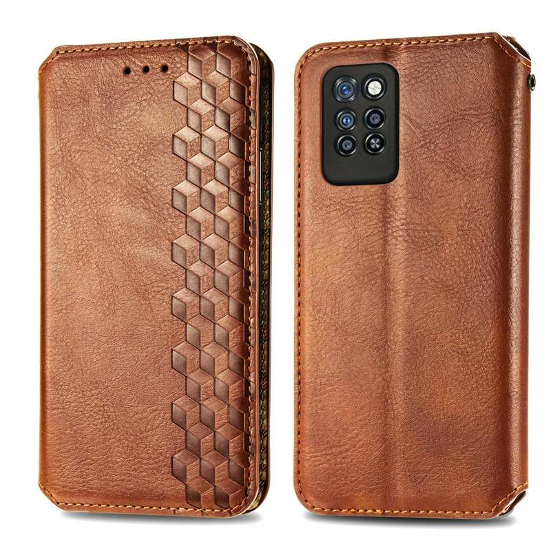 For Infinix Note 10 Pro Cubic Grid Pressed Horizontal Flip Magnetic PU Leather Case with Holder &...