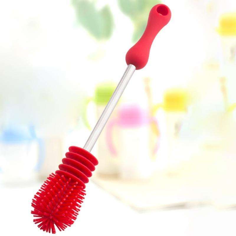 Washing Cleaning Rotary Handle Long Handle Scrubbing Feeding-bottle Brush(Green)