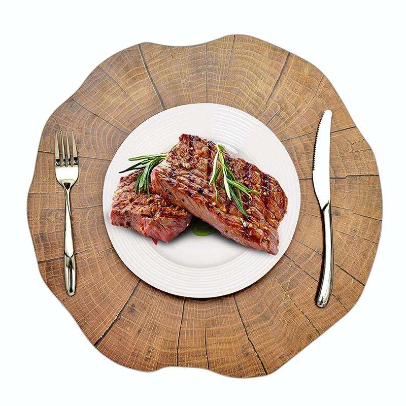 2 PCS Wood Placement Table Mats Tableware Pad Lotus Shape Tea Cup Bowl Decoration