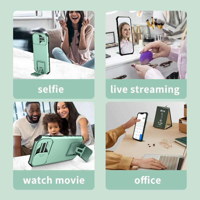 For Samsung Galaxy A53 5G Stereoscopic Holder Sliding Camshield Phone Case(Light Blue)