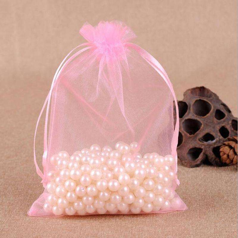 100 PCS Gift Bags Jewelry Organza Bag Wedding Birthday Party Drawable Pouches, Gift Bag Size:7X9c...