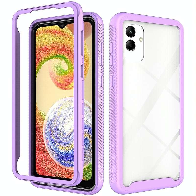 For Samsung Galaxy A04 Starry Sky Solid Color Shockproof TPU Clear PC Phone Case(Purple)