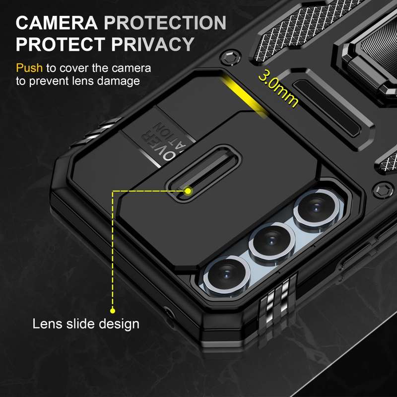 For Samsung Galaxy A54 Armor PC + TPU Camera Shield Phone Case(Black)