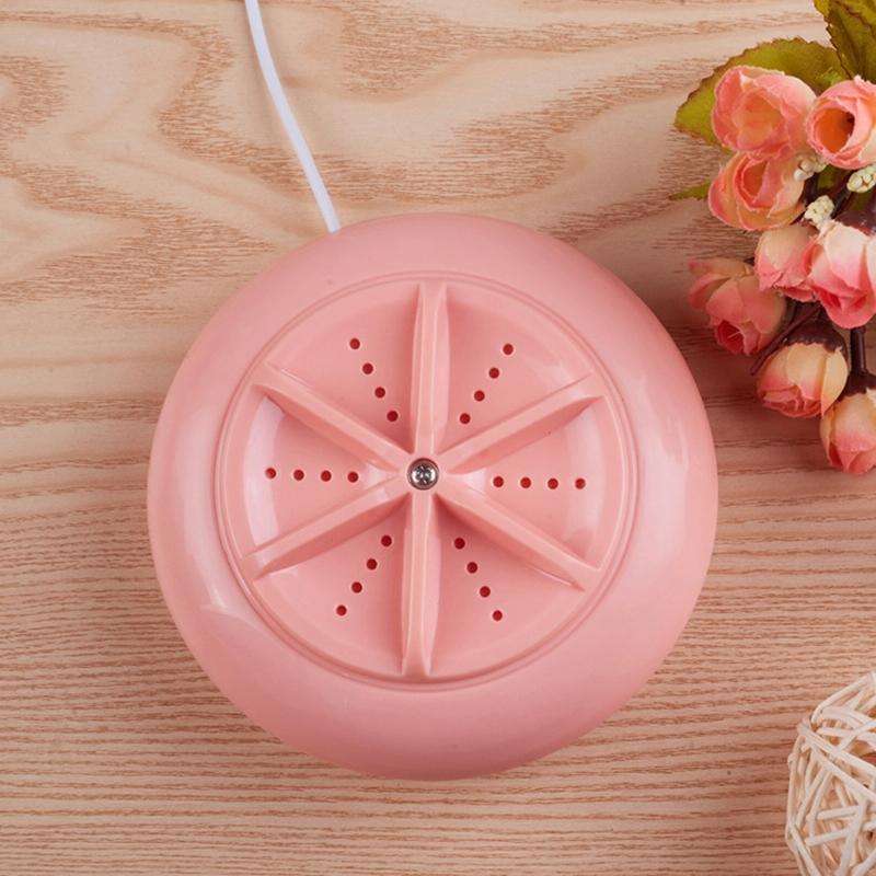 Macaroon Portable Mini Turbine Washing Machine Ultrasonic Washer(Pink)