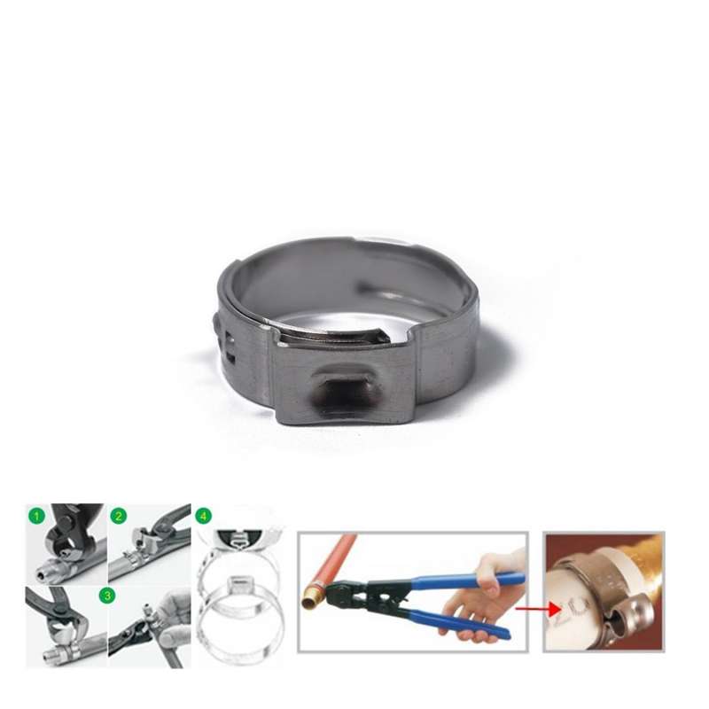128 PCS Adjustable Single Ear Plus Stainless Steel Hydraulic Hose Clamps O-Clips Pipe Fuel Air In...