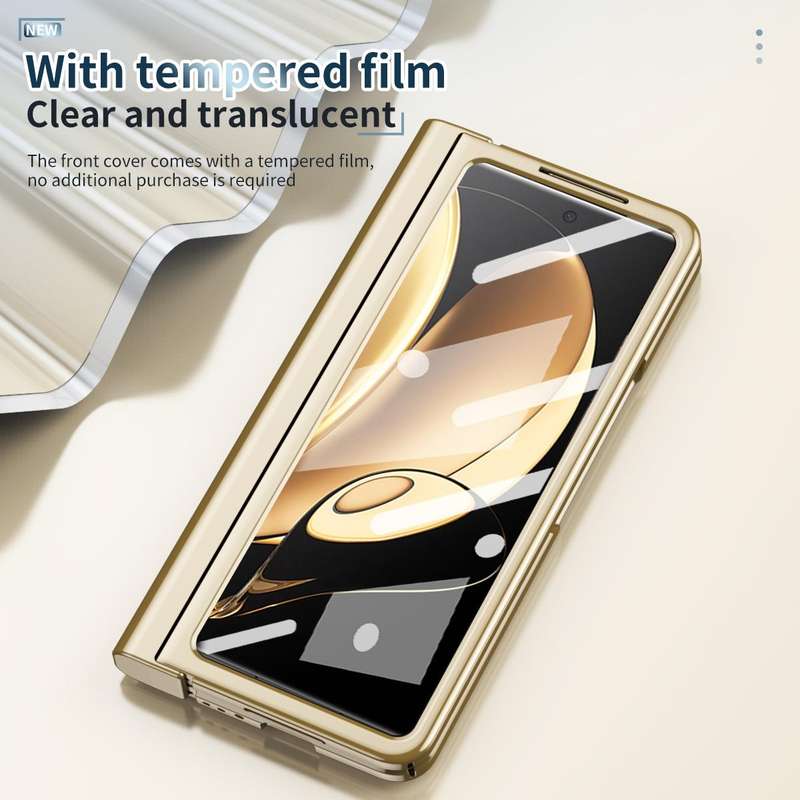 For Honor Magic V Full Body Electroplating Hinge Phone Case with Stylus(Gold)