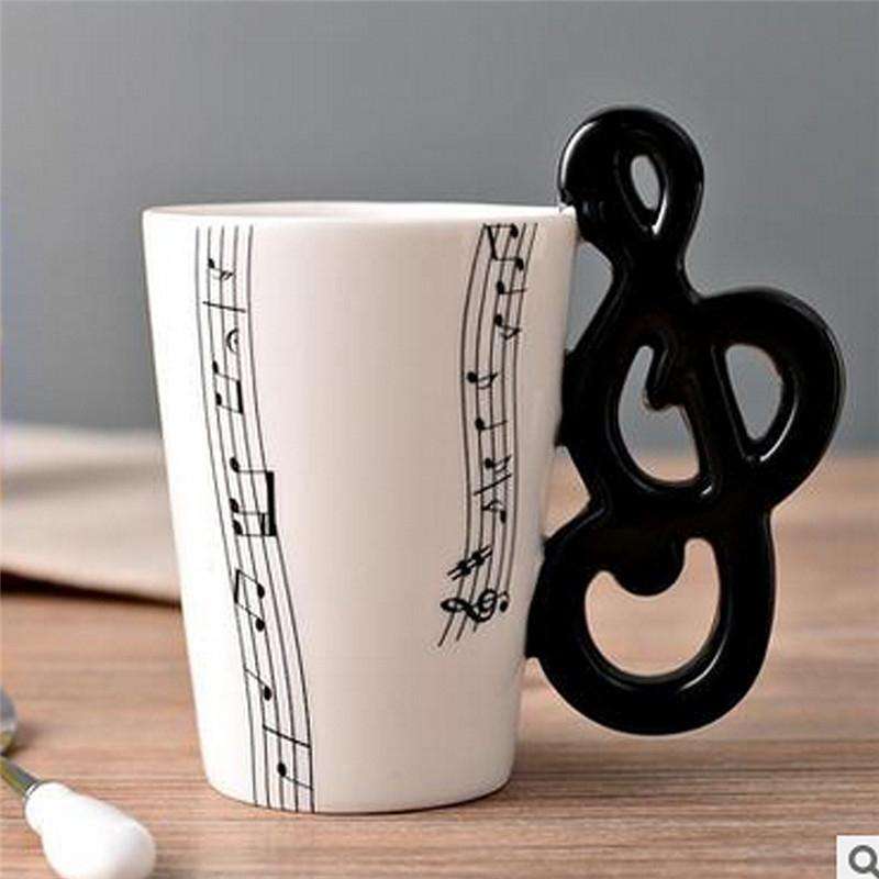 Guitar Ceramic Cup Personality Music Note Milk Juice Lemon Mug Coffee Tea Cup Home Office Drinkwa...