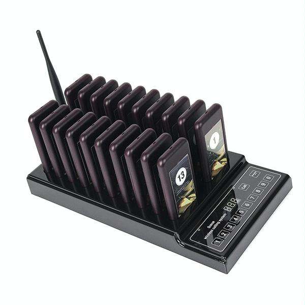 QC100 999 Channel Restaurant Wireless Paging Queuing Calling System with 20 Call Coaster Pagers, ...