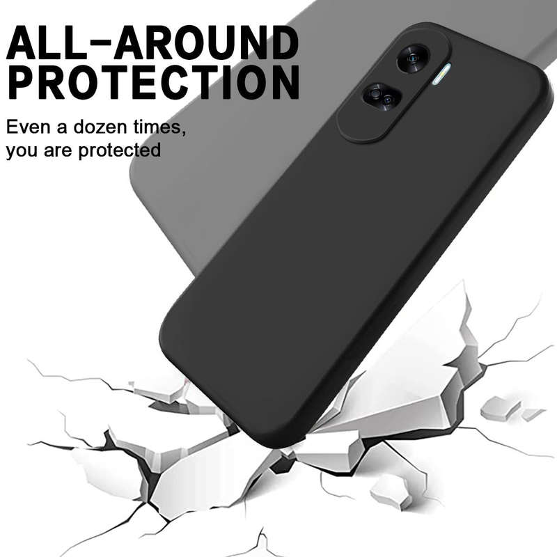 For Honor 90 Lite / X50i Pure Color Liquid Silicone Shockproof Phone Case(Black)