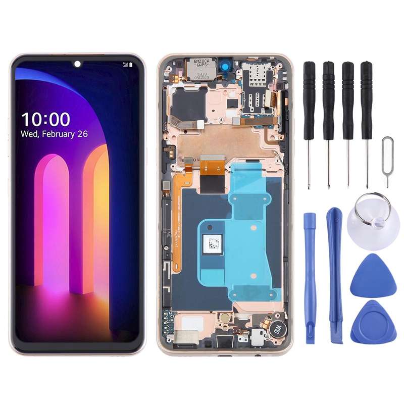 For LG V60 ThinQ US Version Original LCD Screen Digitizer Full Assembly with Frame (Gold)
